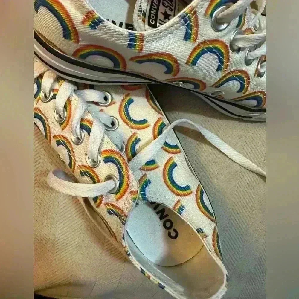 Converse Low-Top Rainbow Pattern Cap Toe Sneakers… - image 8